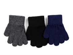 Mikk-line blue nights/antrazite/black fingervanter uld/kunst (3-pack)